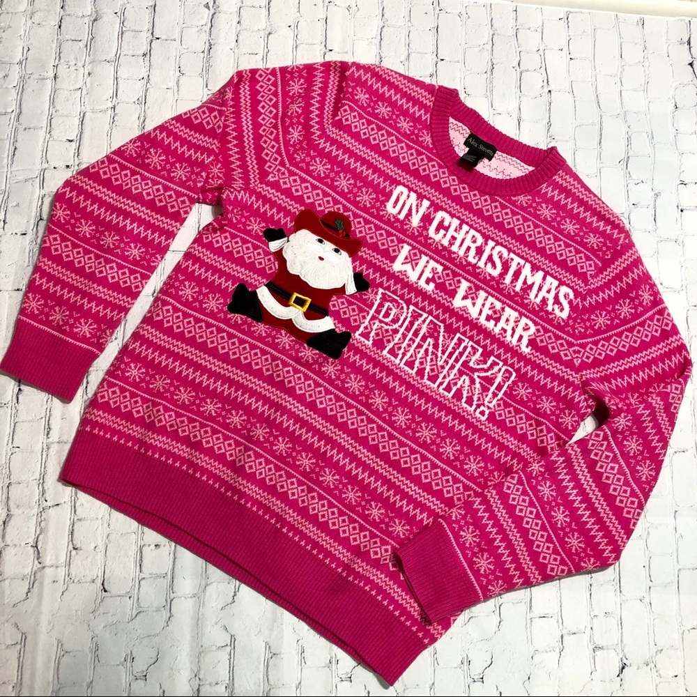Alex Stevens Ugly Christmas Sweater Pink Men's Sm